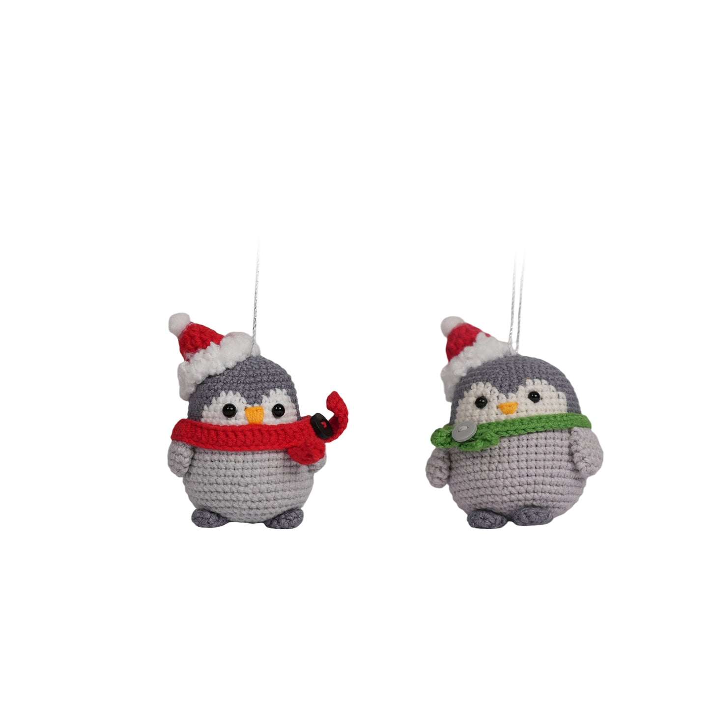 Amigurumi Penguin Christmas Ornament Green&Red Scarf