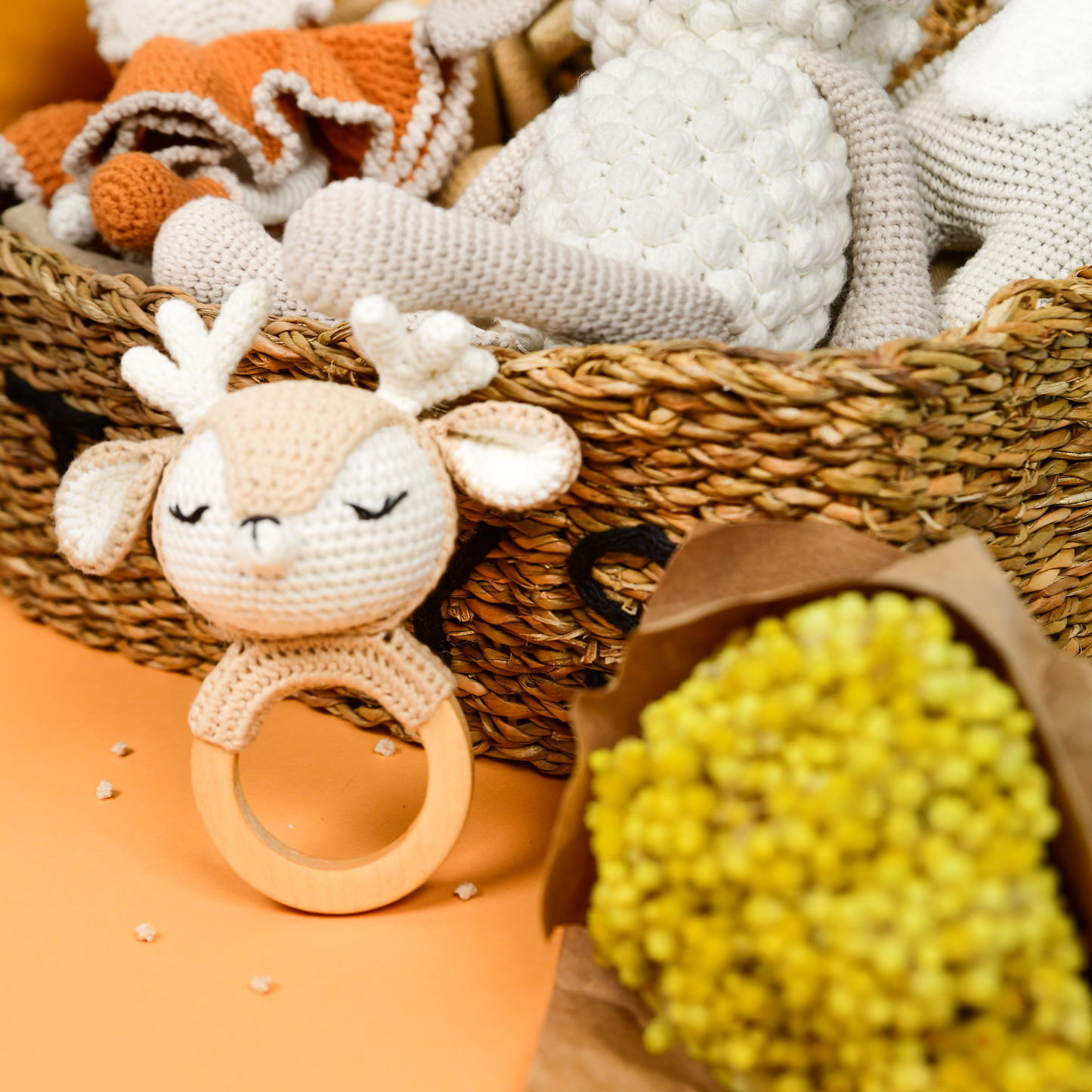 Deer Amigurumi Teething Ring & Rattle