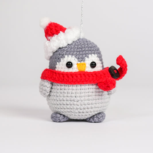 Amigurumi Penguin Christmas Ornament Red Scarf