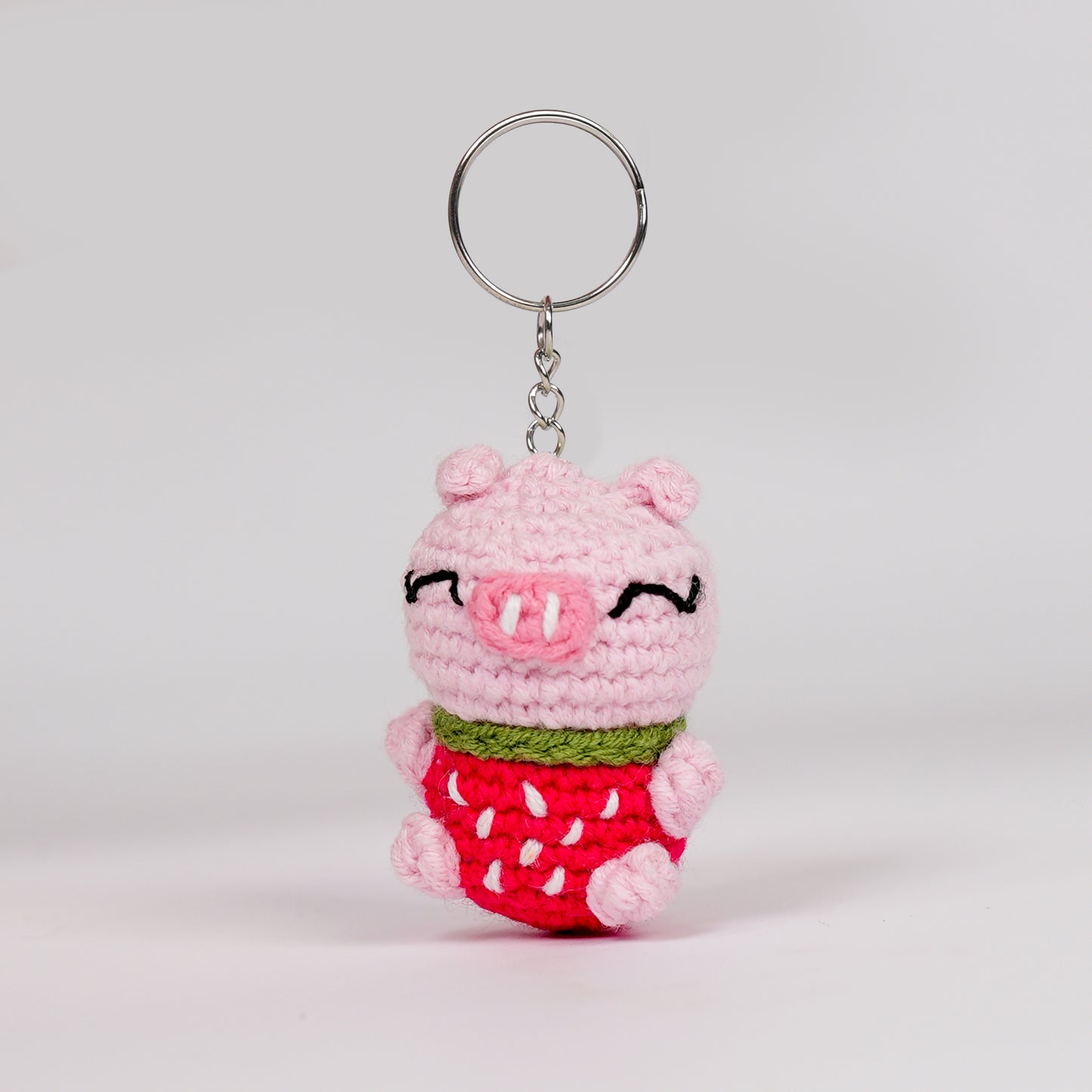 Adorable Crocheted Pig Keychain
