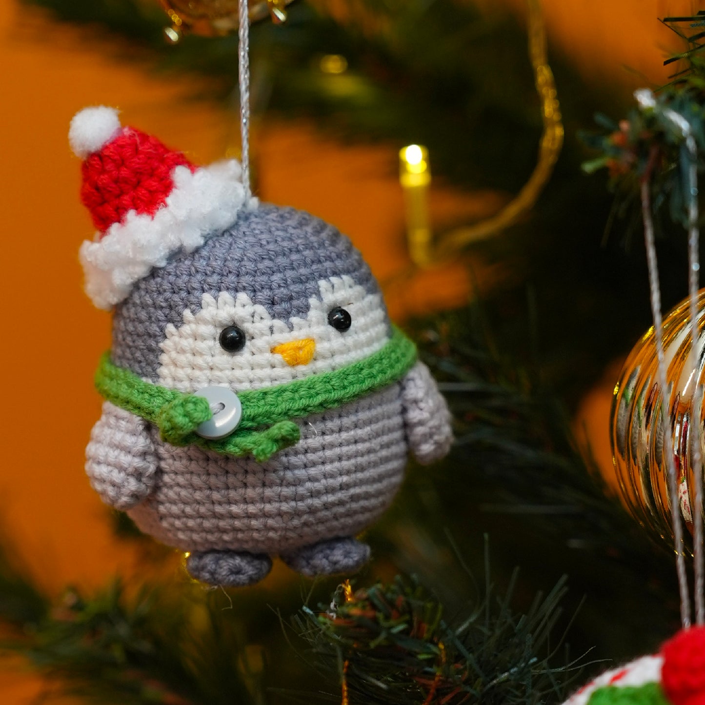migurumi Penguin Christmas Ornament Red Scarf 6 Pack