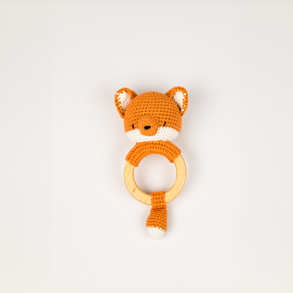 Handmade Fox Crocheted Baby Rattle