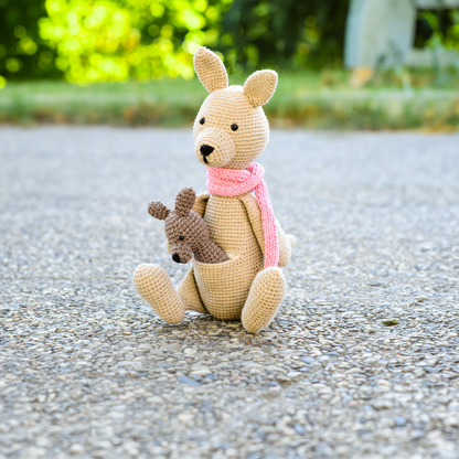 Amigurumi Kangaroo and Joey Cream