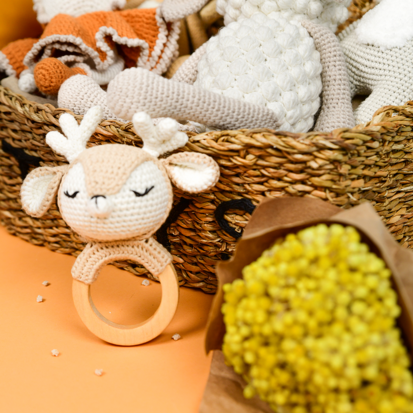 Deer Amigurumi Teething Ring &amp; Rattle