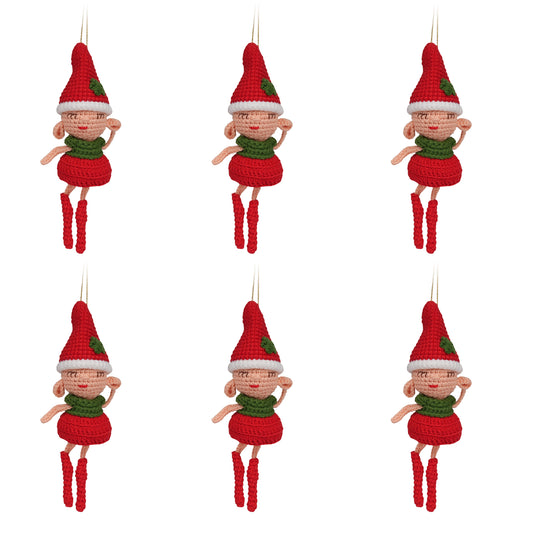 Amigurumi Christmas Elf Ornament 6 Pack