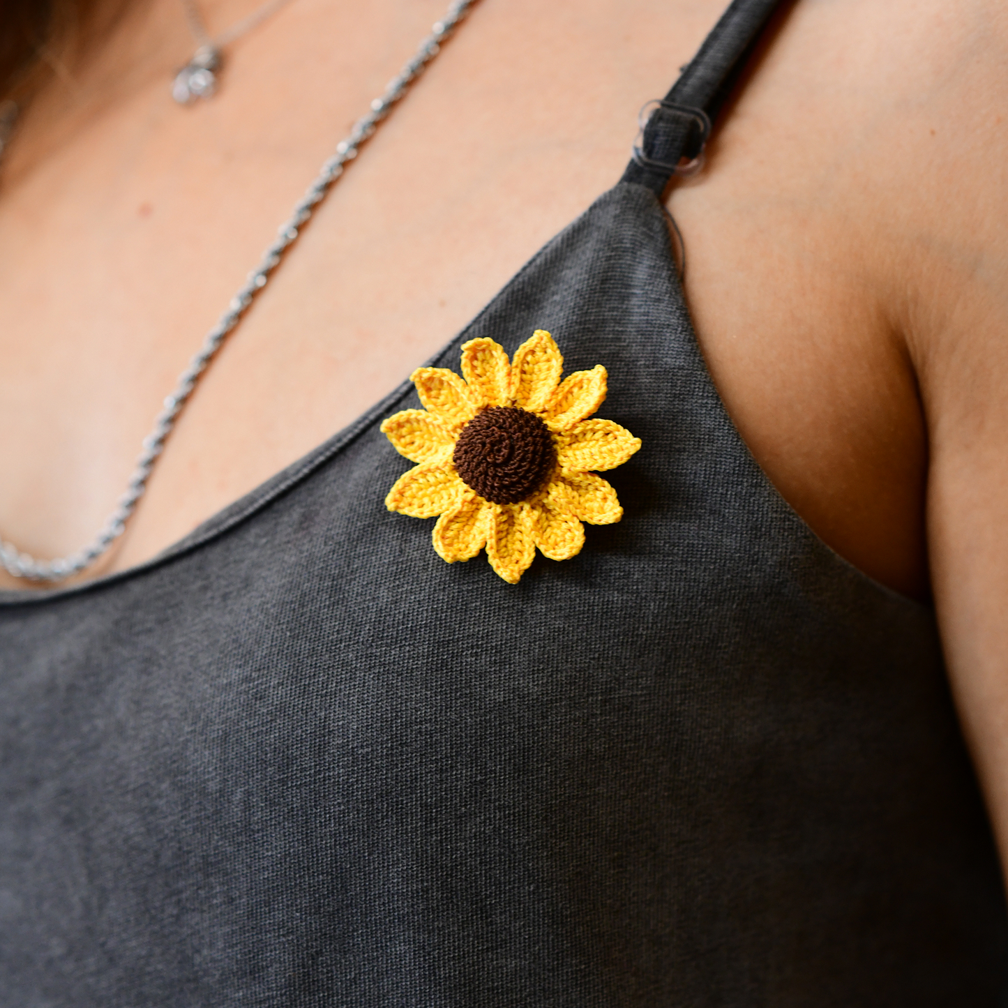 Crochet Sunflower Brooch