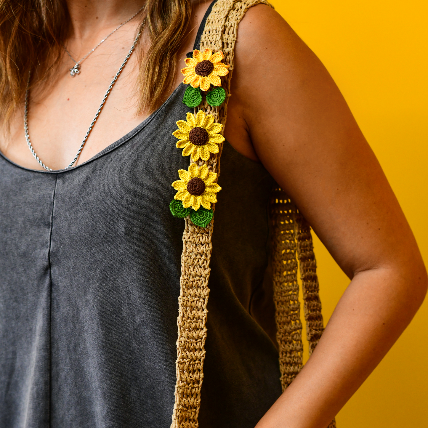 Handmade Crochet Sunflower Brooch