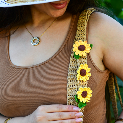 Handmade Crochet Sunflower Brooch