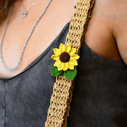 Sunflower Crochet Brooch