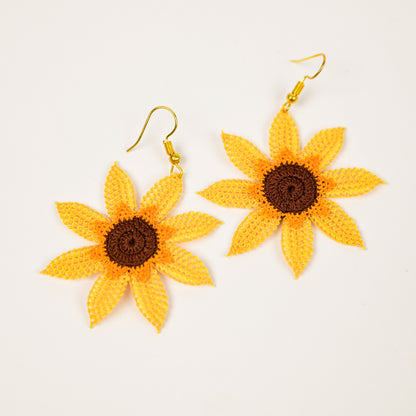 Sunflower Needle Knotted-Lace Earrings