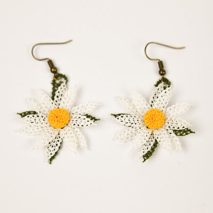 Daisy Needle Knotted-Lace Earrings