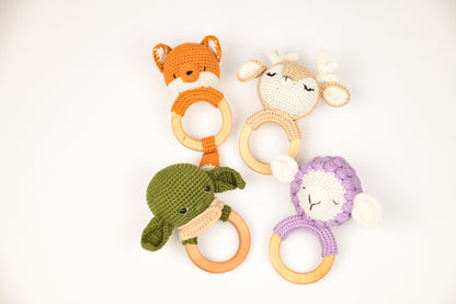 Handmade Fox Crocheted Baby Rattle