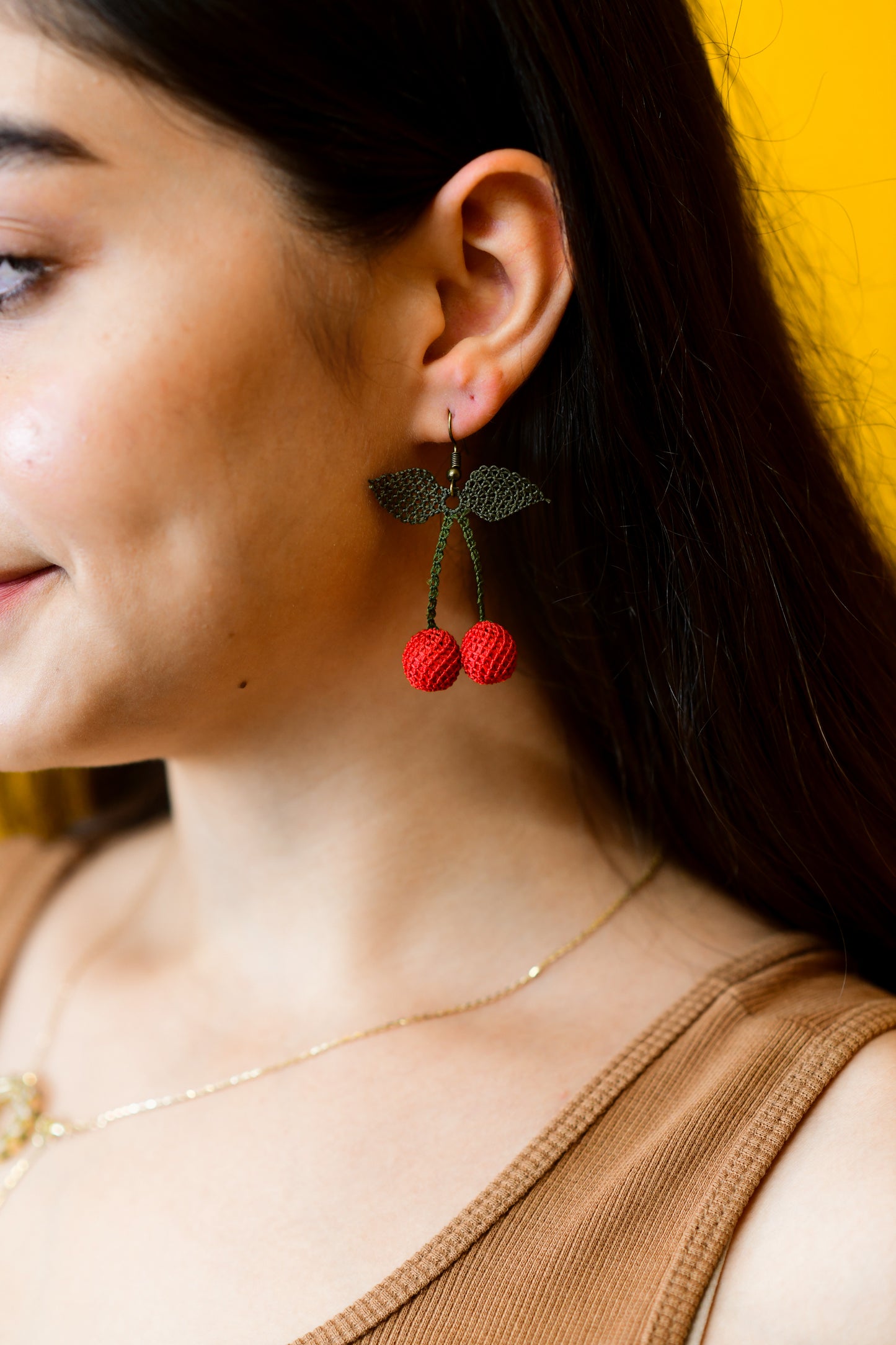 Cherry Needle Knotted-Lace Earrings