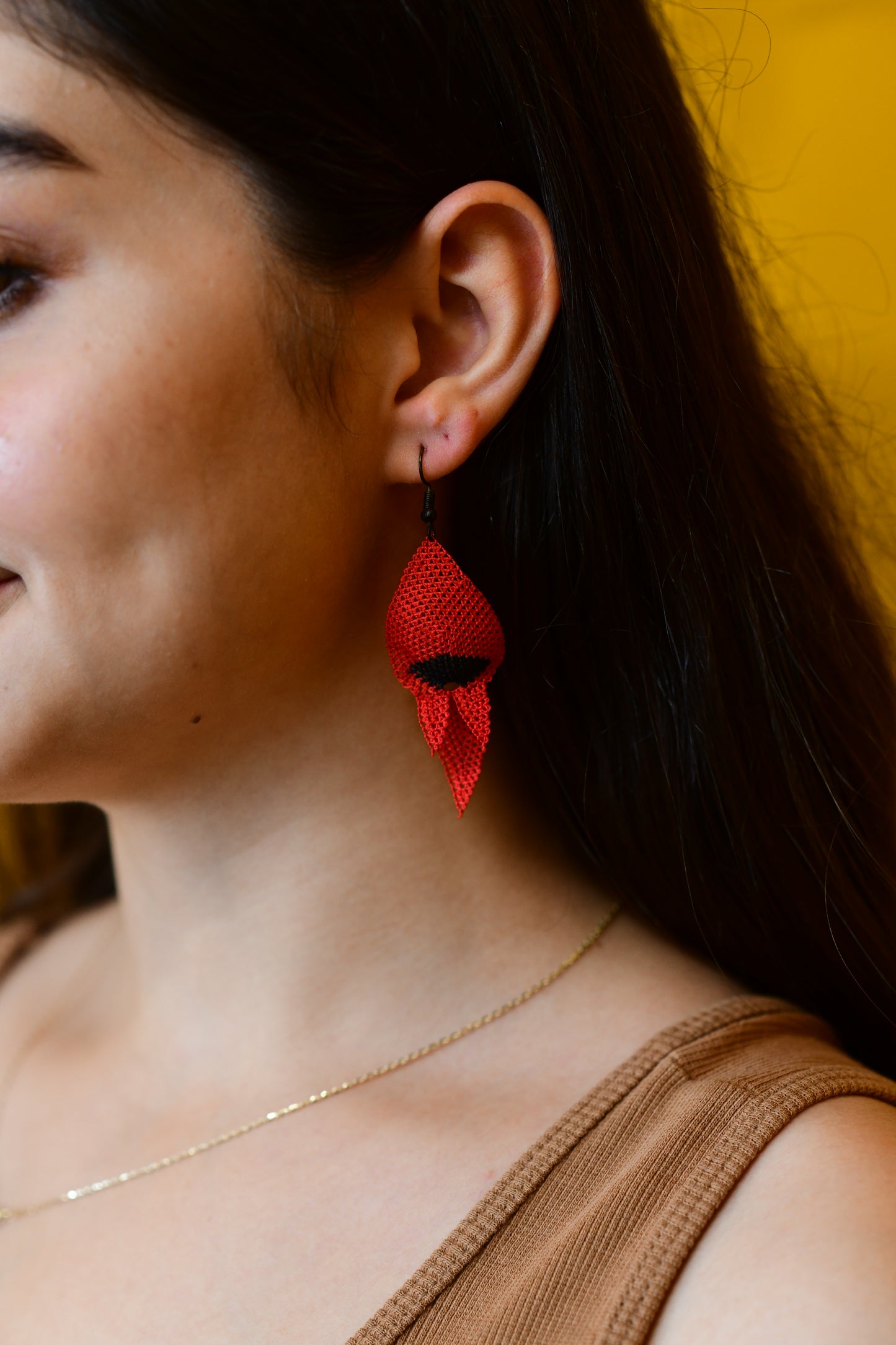 Sturt's Desert Pea Needle Knotted-Lace Earrings