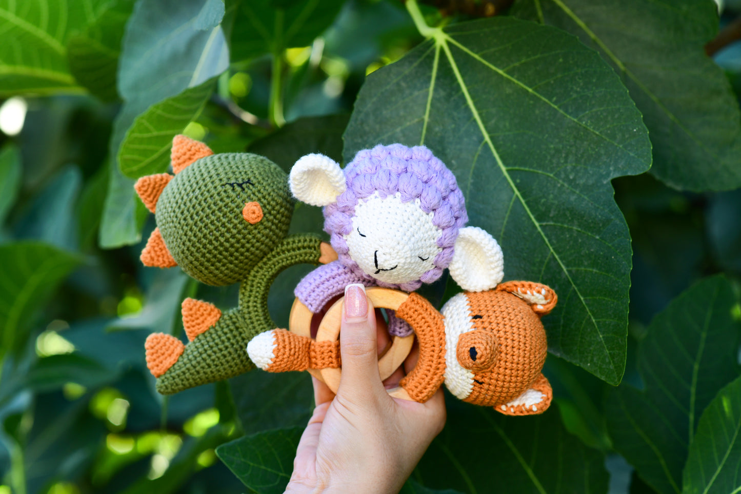 Dinosaur Amigurumi Teething Ring & Rattle