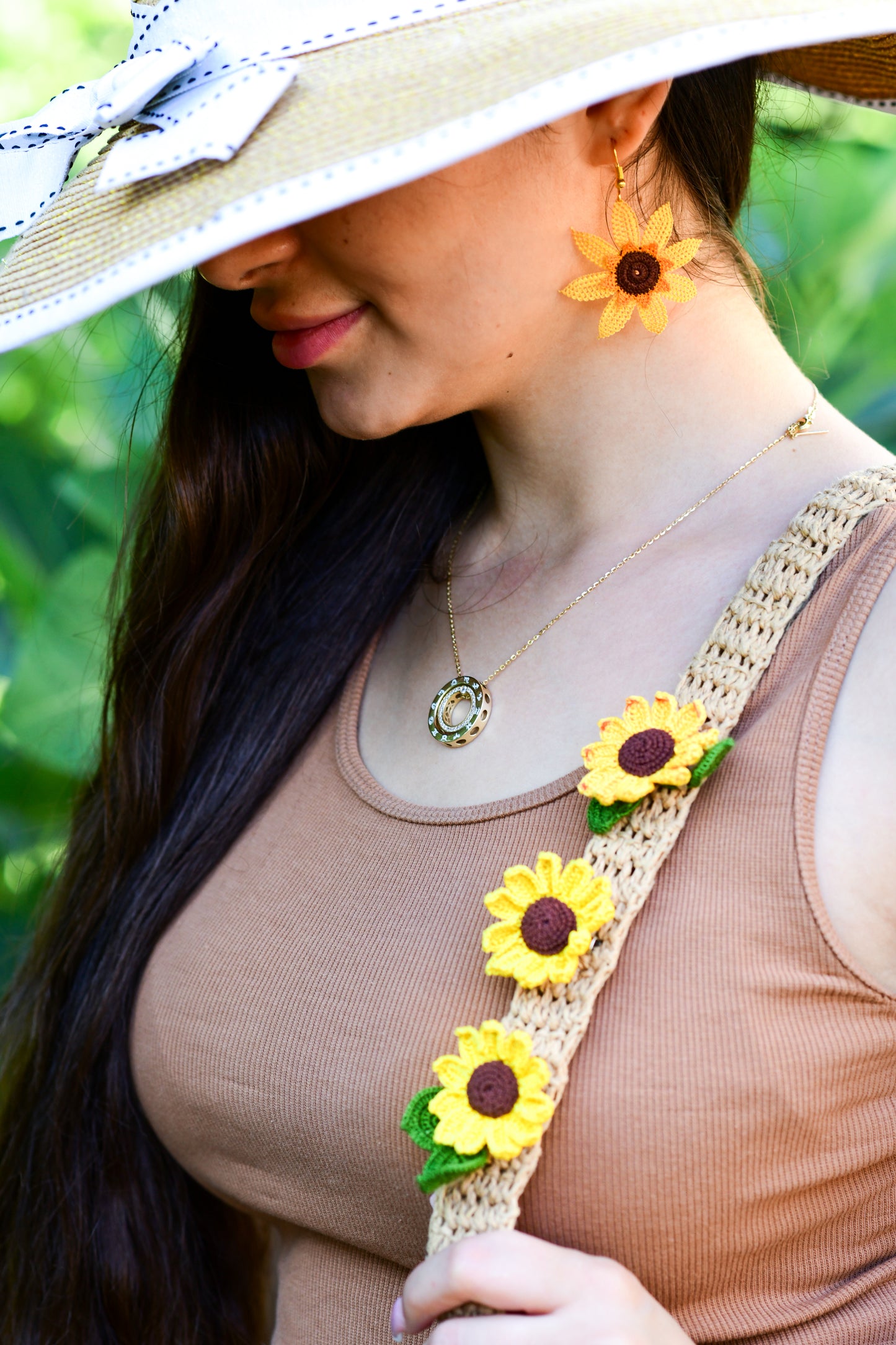 Sunflower Needle Knotted-Lace Earrings