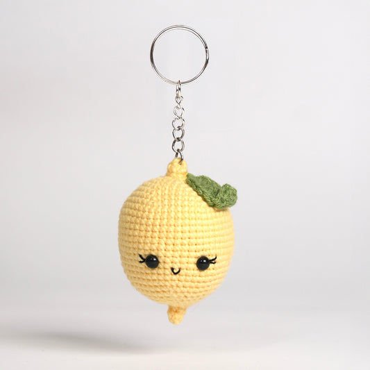 Adorable Crocheted Lemon Keychain