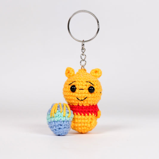 Adorable Crocheted Pooh Bear Keychain