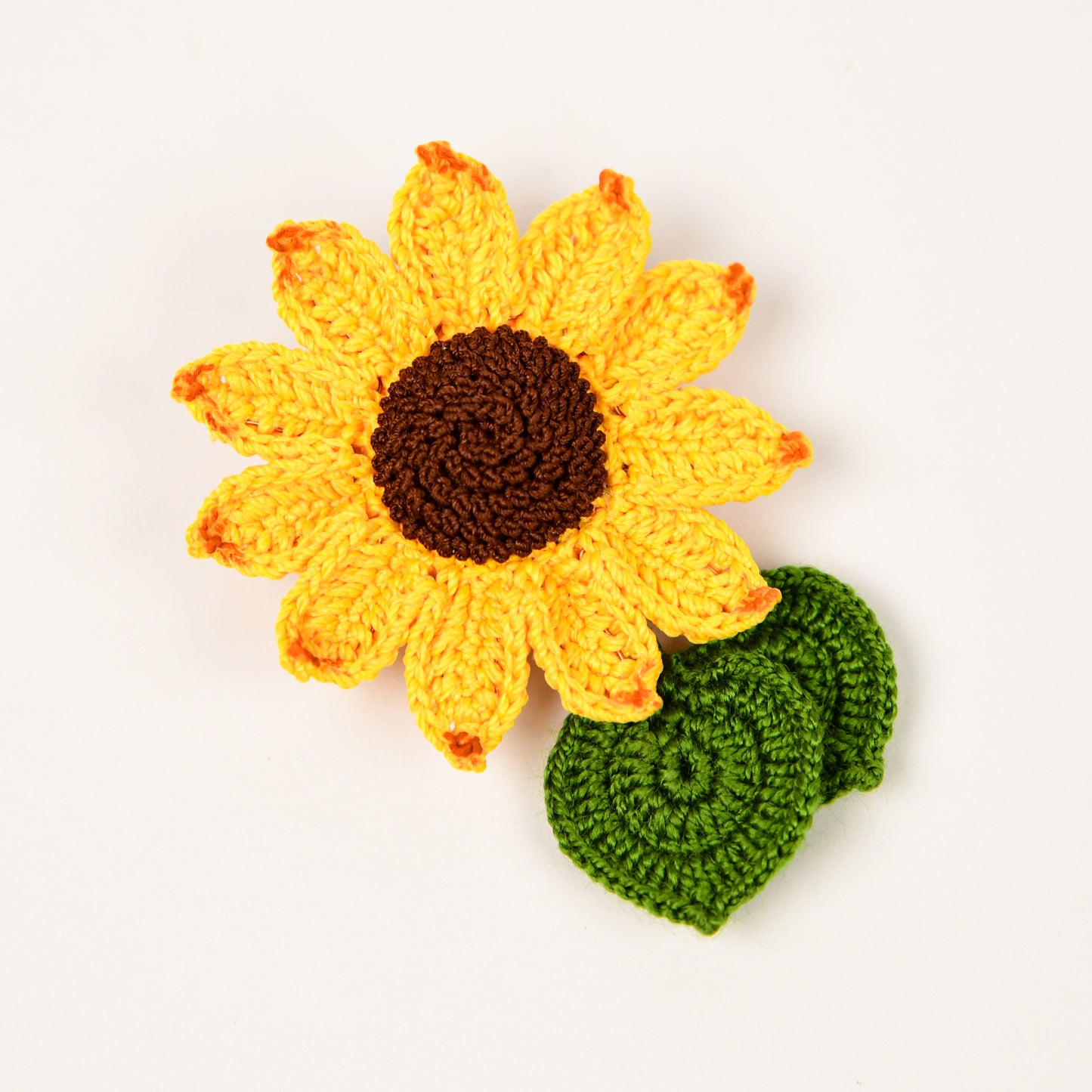 Sunflower Orange-Yellow Crochet Brooch